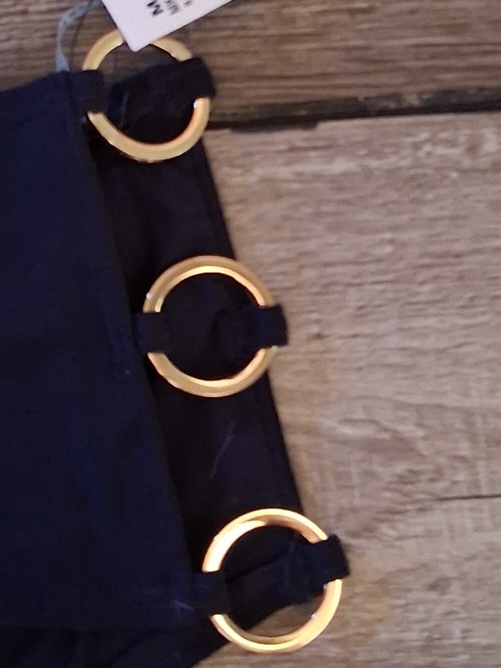Black Bandeau Bikini Set with Gold Ring Accents - Women Swim - Picture 7 of 7